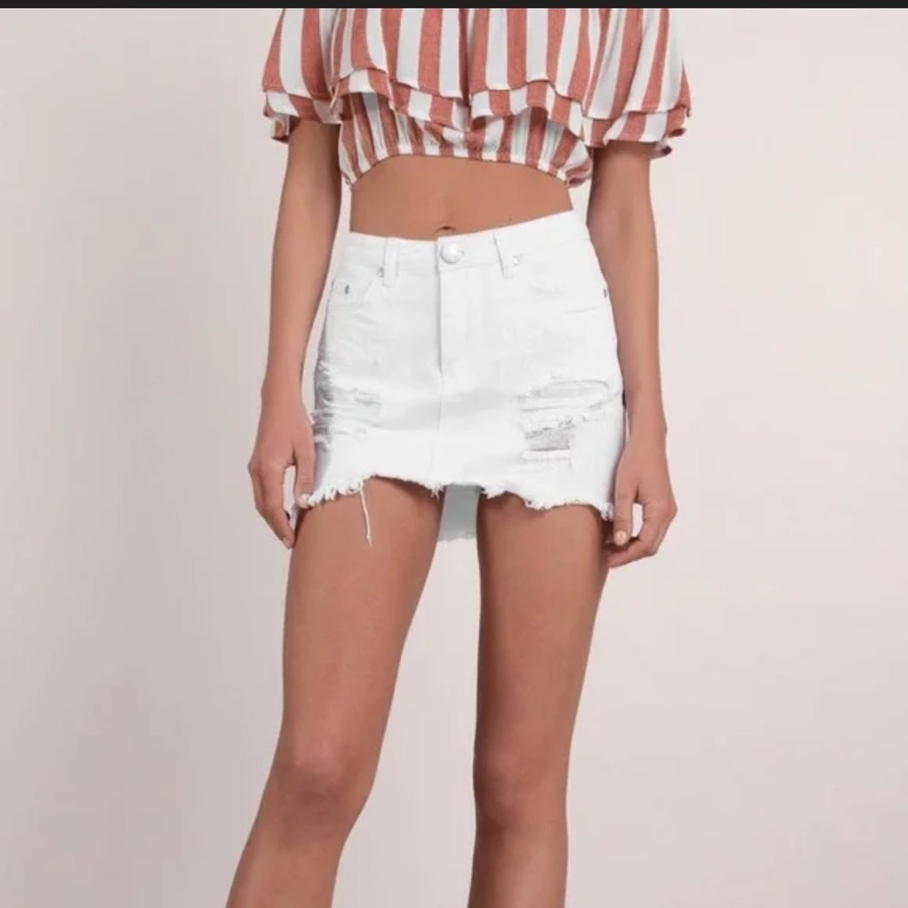 Signature 8 White Distressed Denim Shorts